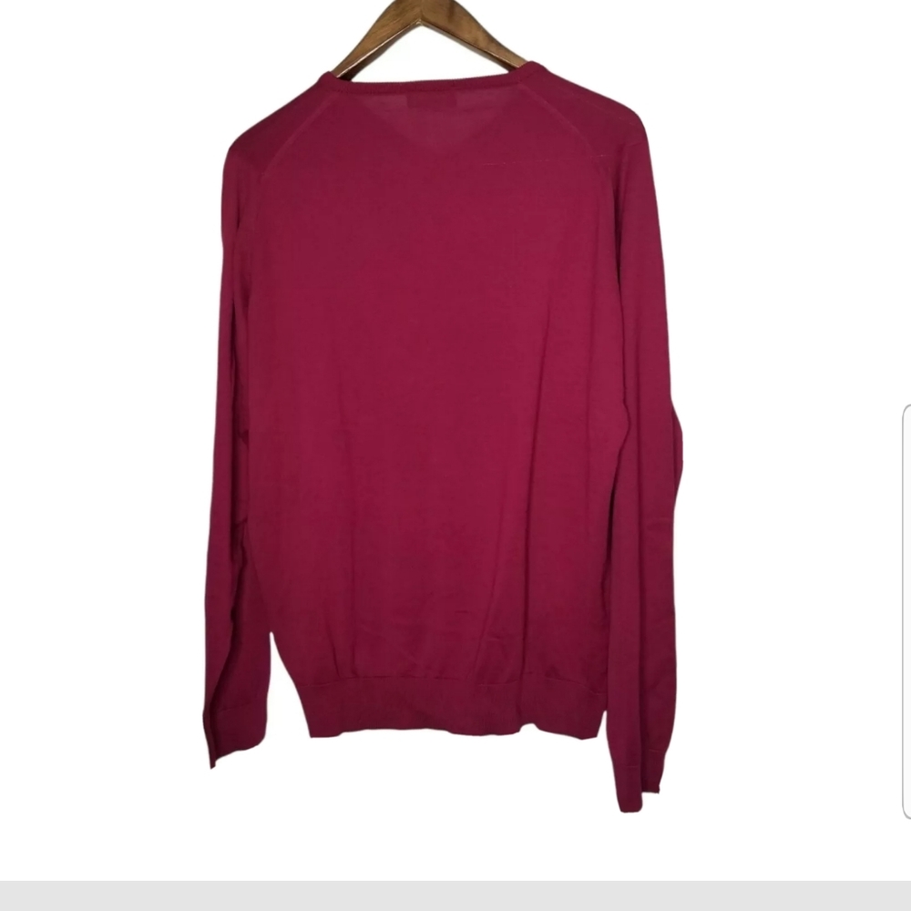 John Smedley Made in Great Britain Burgundy  V- Neck Longsleeves Sweater Sz XL - Picture 4 of 11